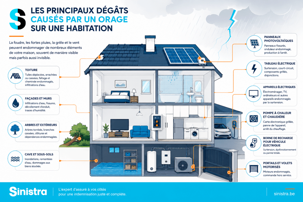 Les principaux dégâts causés par un orage sur une habitation
